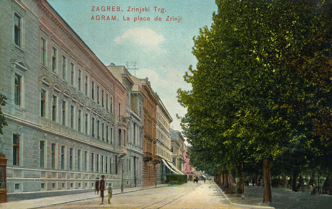 Zrinjevac oko 1905. godine, kolorirana razglednica